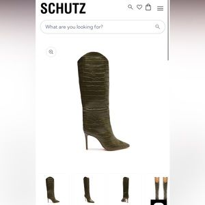 Schutz Maryana Crocodile-embossed boots (green)